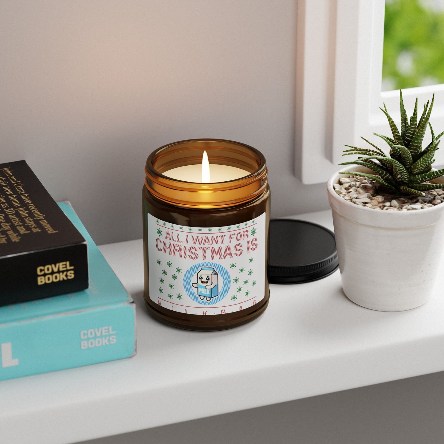 All I Want For Christmas Scented Soy Candle ( Amber Jar)