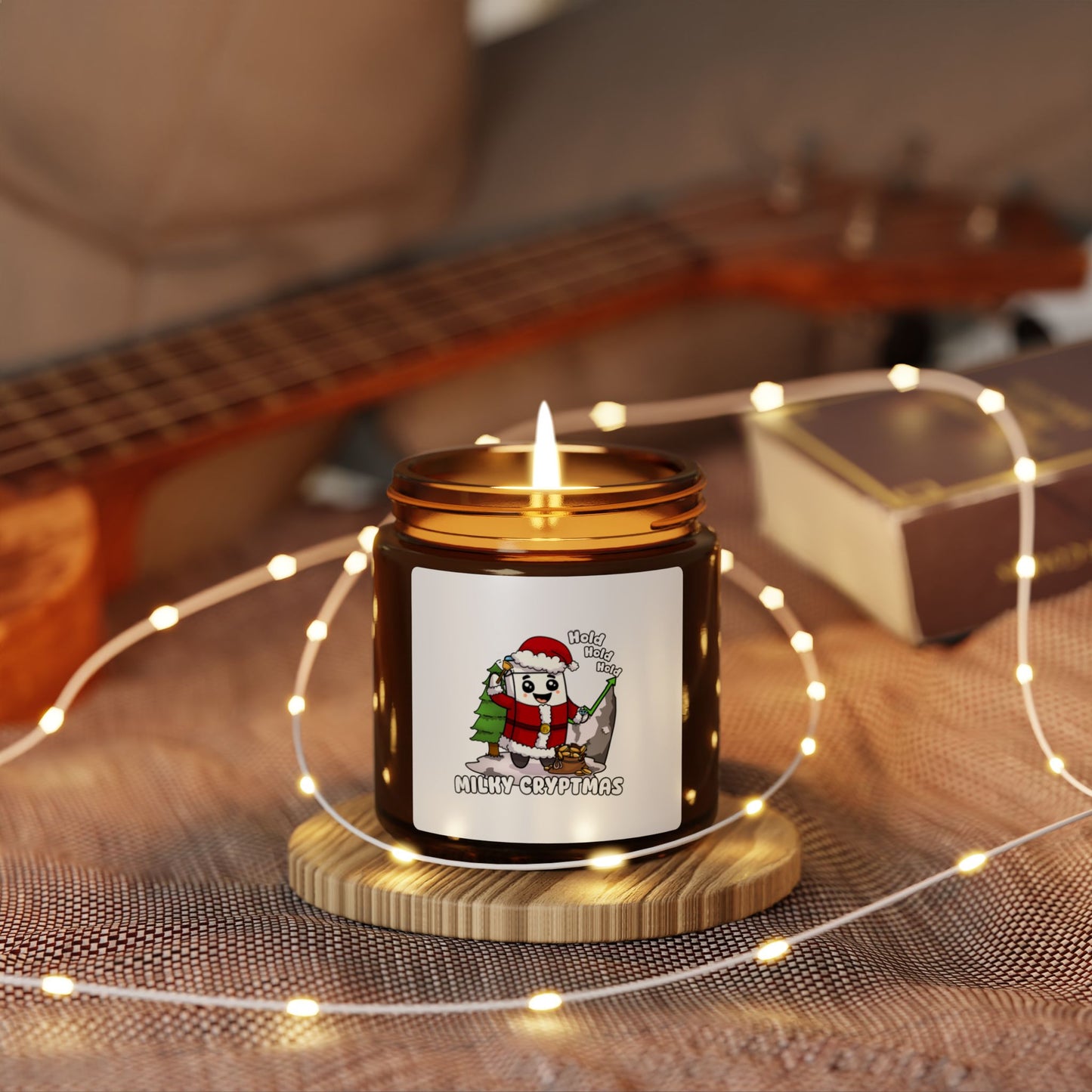 Milky Cryptmas Scented Soy Candle (Multi-Size, Amber Jar)