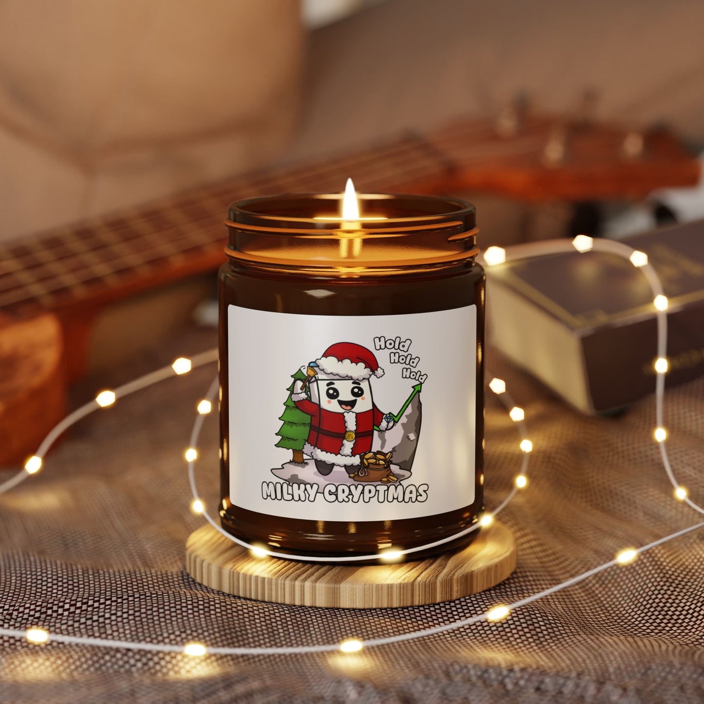 Milky Cryptmas Scented Soy Candle (Multi-Size, Amber Jar)