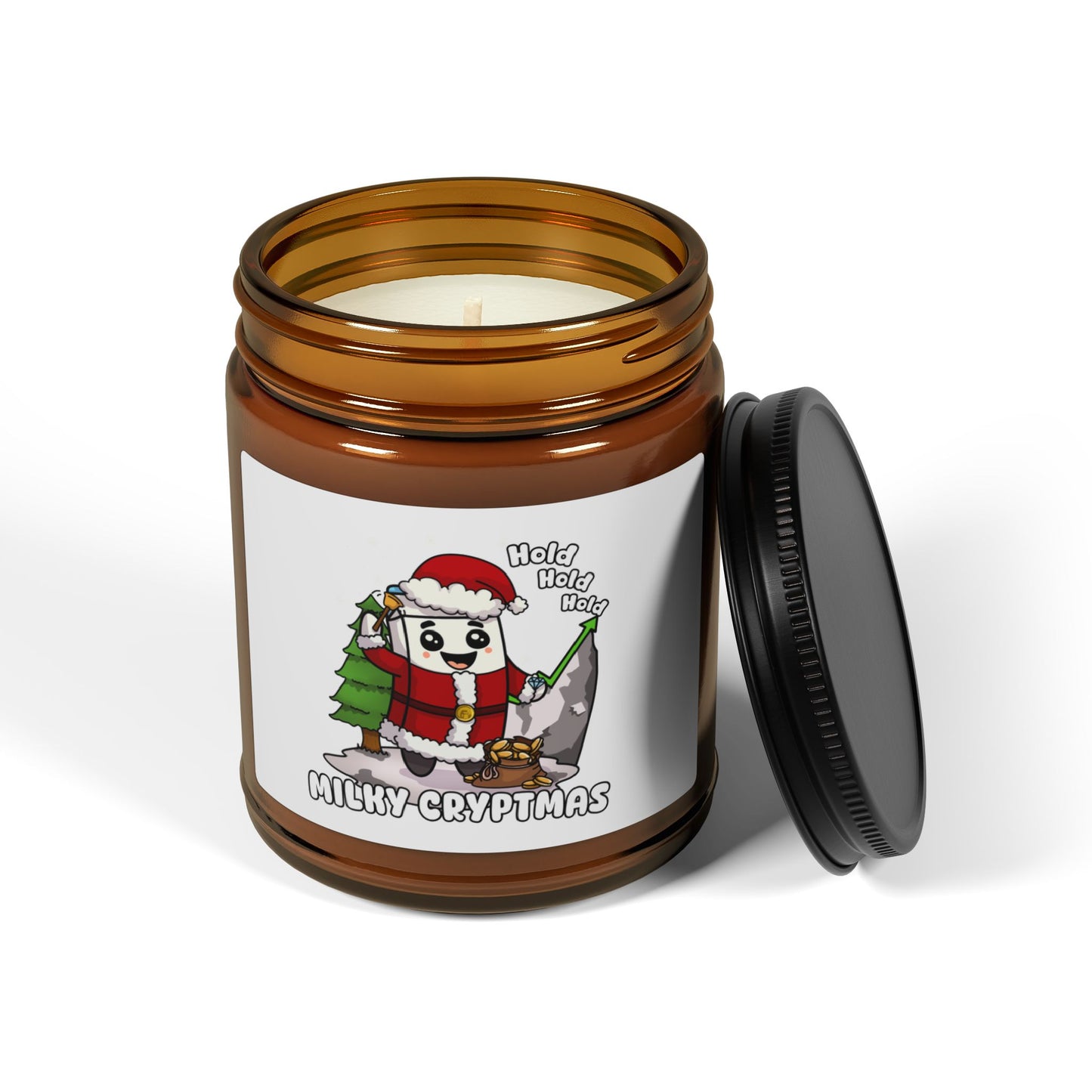 Milky Cryptmas Scented Soy Candle (Multi-Size, Amber Jar)