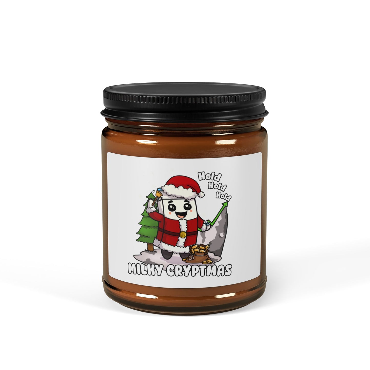 Milky Cryptmas Scented Soy Candle (Multi-Size, Amber Jar)