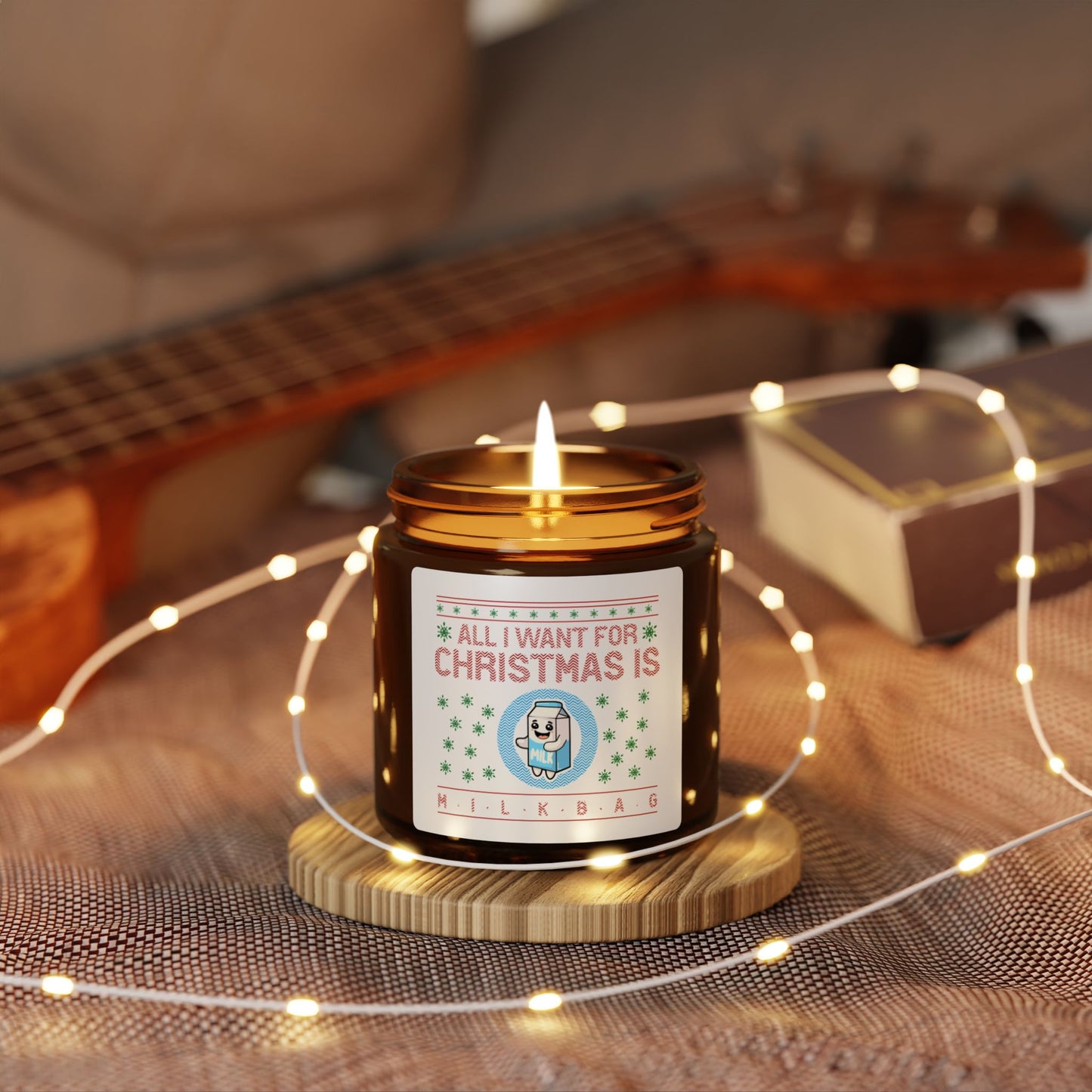 All I Want For Christmas Scented Soy Candle ( Amber Jar)